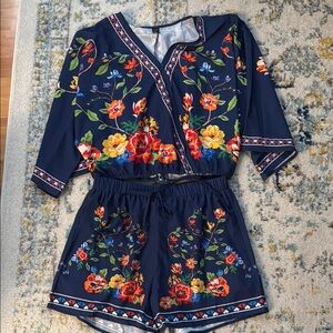 Floral Navy Two-Piece Set